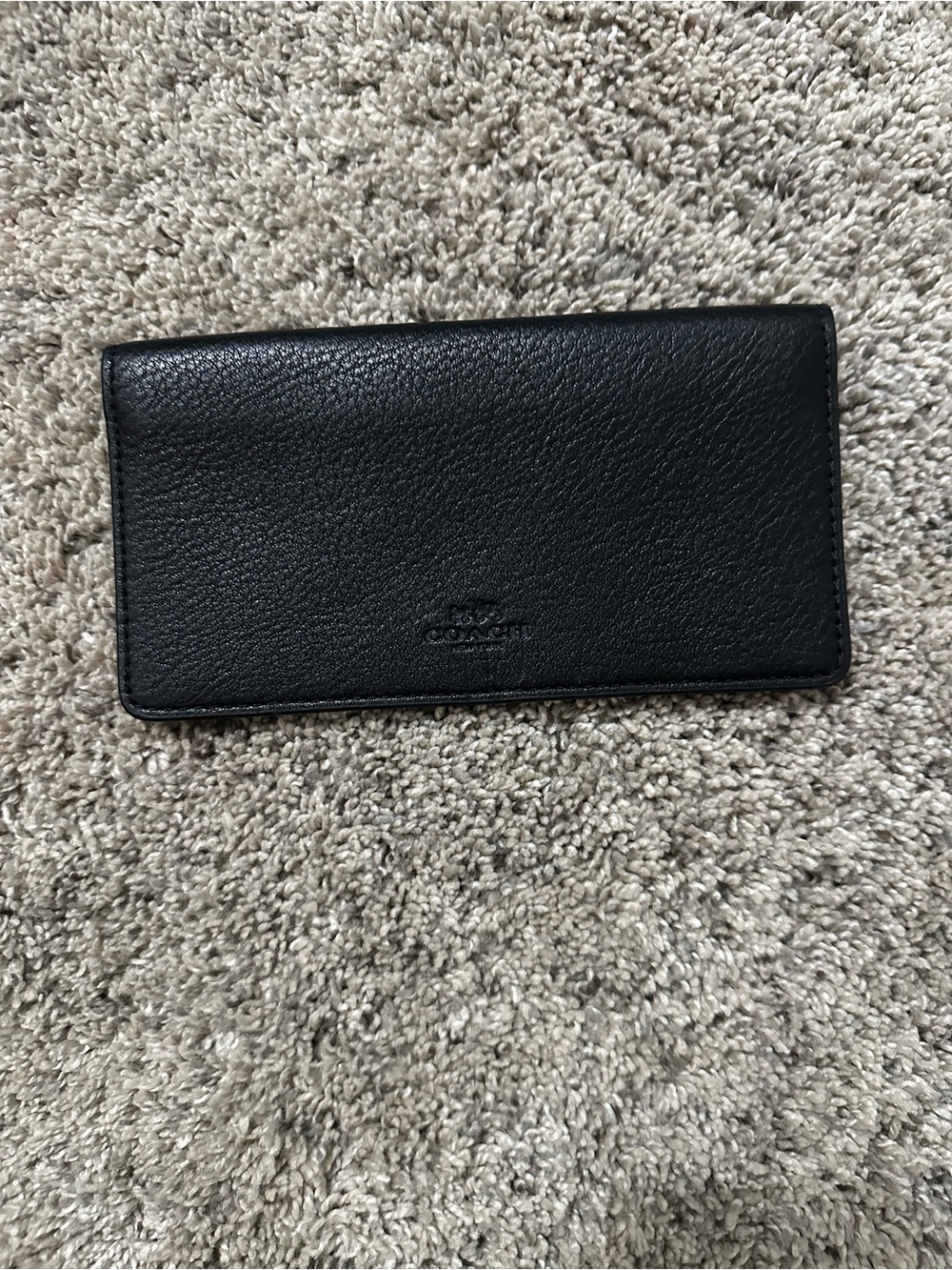 Coach Black Pebbled Leather Long Card Holder